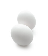 Fresh chicken eggs isolated on white background