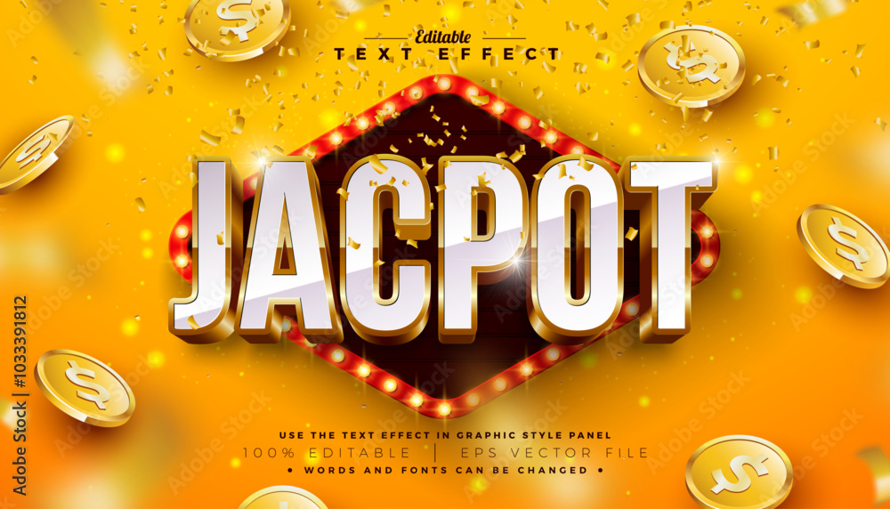 Fototapete jackpot 3d text effect design editable and scalable vector graphic style effect with shadow and gold