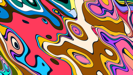 Obraz premium Vibrant Colorful Abstract Fluid Psychedelic Background with Bubble Waves for summer music