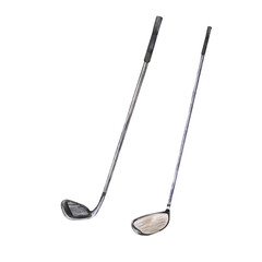 a set of golf clubs, hand drawn watercolor