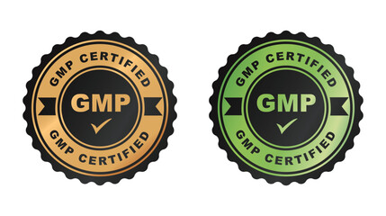 GMP certified icon, logo or label. Good Manufacturing Practice stamp or seal. Vector illustration.