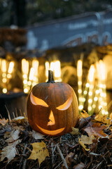 Halloween pumpkins or jack o lantern.