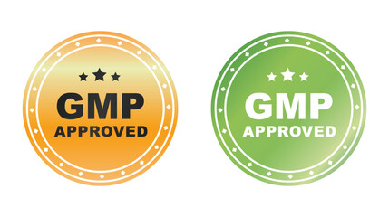 GMP certified icon, logo or label. Good Manufacturing Practice stamp or seal. Vector illustration.
