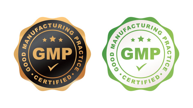 GMP certified icon, logo or label. Good Manufacturing Practice stamp or seal. Vector illustration.
