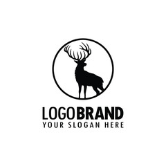Fototapeta premium deer logo silhouette illustration. vector