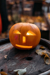 Halloween pumpkins or jack o lantern.