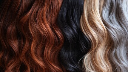 Fototapeta premium Mesmerizing Diversity: Close-Up Shots of Various Shades of Natural Female Hair Forming a Seamless Background of Beauty