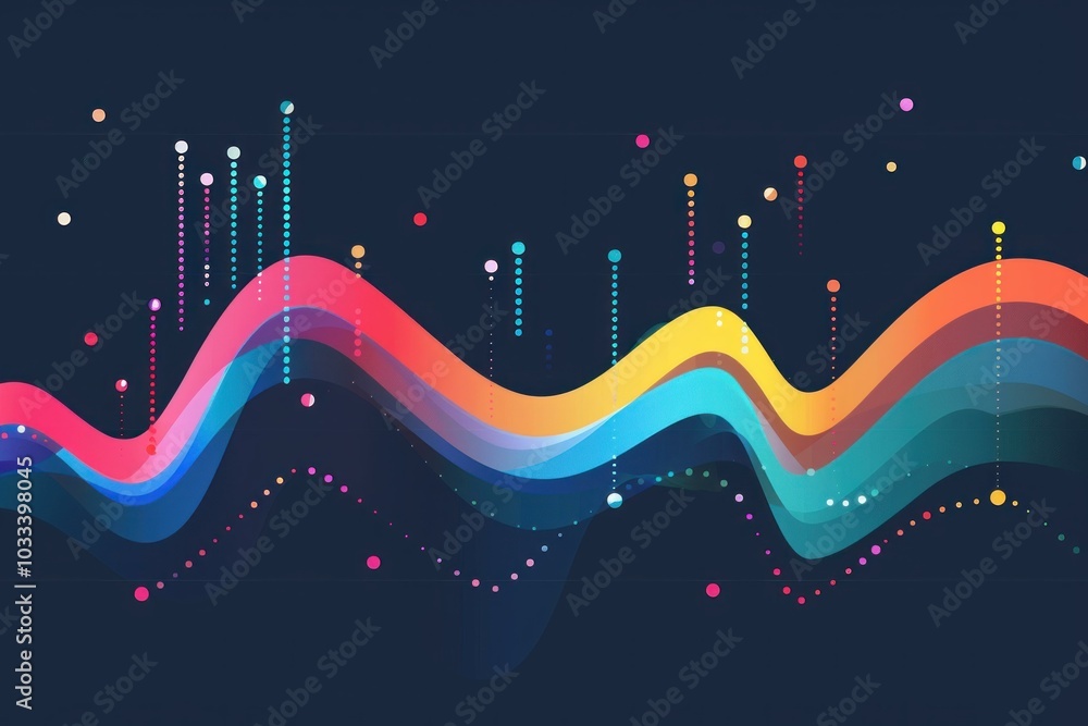 Aufkleber abstract colorful wavy lines background with flowing gradient representing data visualization