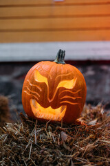 Halloween pumpkins or jack o lantern.