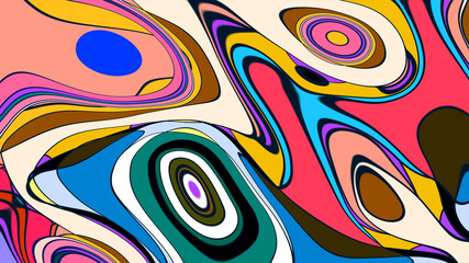 Vibrant Colorful Abstract Fluid Psychedelic Background with Bubble Waves for summer music