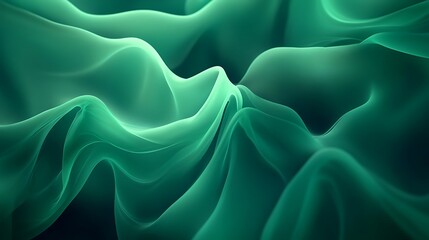 Obraz premium Green fabric waves creating fluid abstract silk-inspired motion