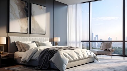 Fototapeta premium render of an empty modern bedroom