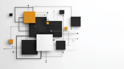 Abstract Geometric Shapes Background   Black  White   Orange Minimalist Design