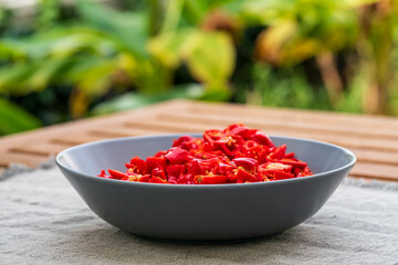 Red hot chili Molokai but after harvest and cutting process which is ready for dry phase