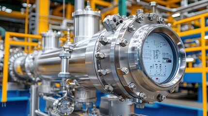 Close-up of Industrial Gas Pipeline Equipment