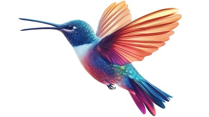 Obraz premium Hummingbird flying gracefully with bright colors and music notes