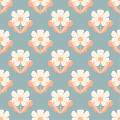Floral seamless pattern retro colors