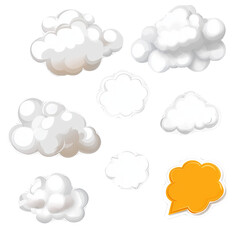 Collection of Cartoon Clouds and Speech Bubble