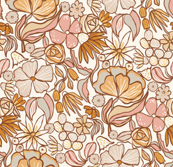 Boho floral seamless pattern