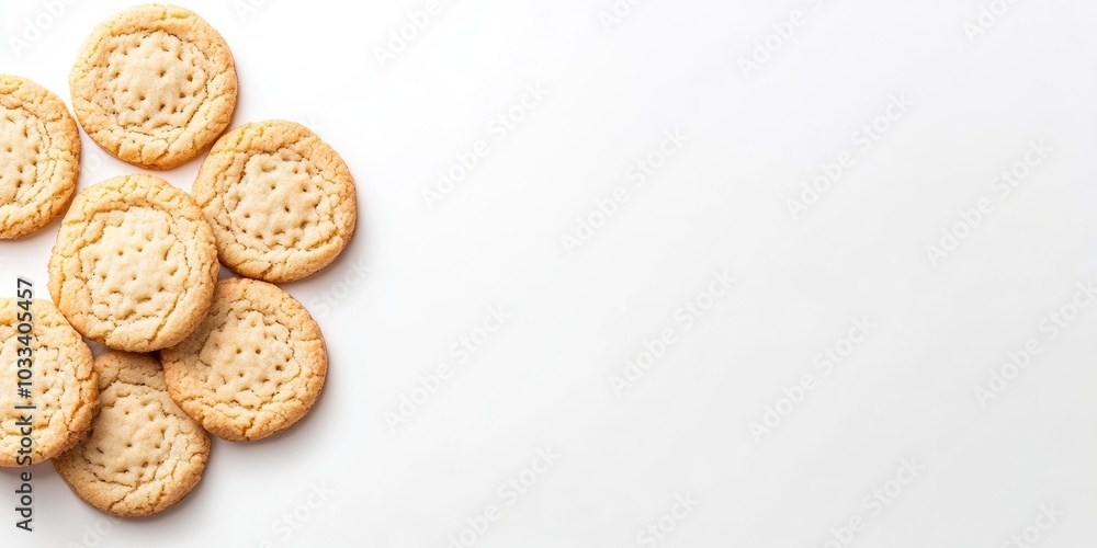 Poster cookies on a white background. danish butter cookie isolated against a white backdrop. homemade chip