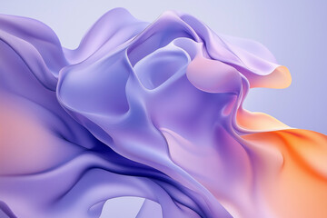 Obraz premium Abstract fluid shapes in shades of purple and blue, creating an elegant and futuristic wallpaper for mobile phone screens. The background is a gradient of soft blues with subtle hints of orange to add