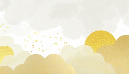 雲の金屏風（和風イメージの背景素材）