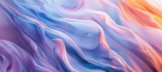 Obraz premium Abstract background with wavy shapes in pastel colors, gradient from purple to blue and orange