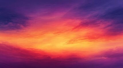 Fototapeta premium Cloudy sunset sky with rich gradient colors blending from orange to purple creating a calming nature scene