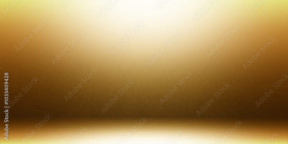 Poster empty golden background and spotlight with studio for showing or design. blank backdrop made from ce