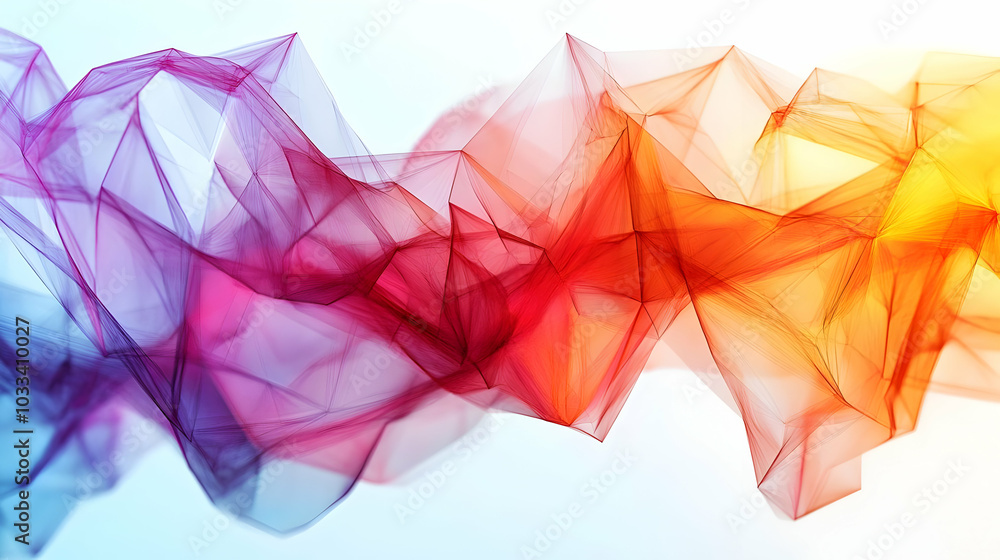 Poster abstract background of colorful intertwined lines and shapes with a dreamlike quality