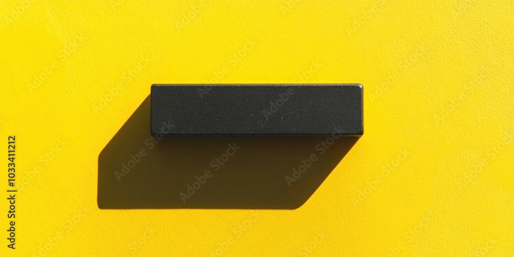 Poster a single rectangular rubber eraser for pencil and pen ink is centered on a yellow background, featur