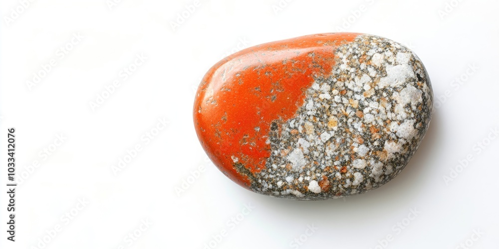 Aufkleber red and moist sea stone isolated on a white background. top view with copy space.