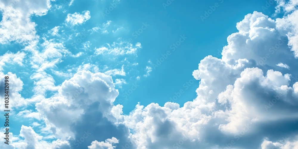 Poster lovely soft clouds in the blue sky. high-resolution image. copy space available.