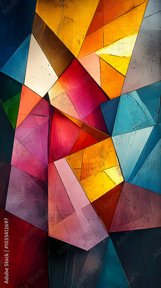 Poster abstract geometric background with a colorful mosaic of triangles and textures