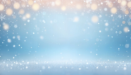 Fototapeta premium light blue gradient winter background with snowflakes
