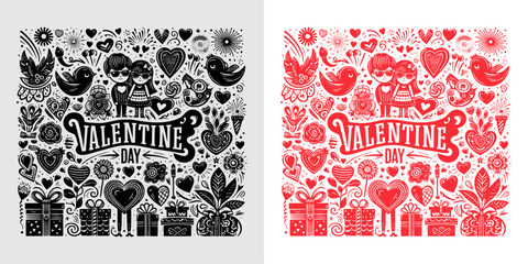 happy valentine's day romantic illustration