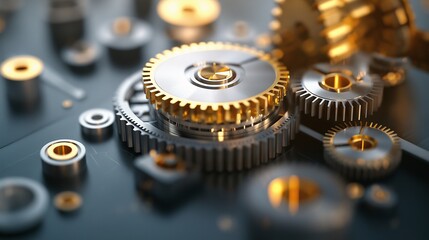 Precision in Motion: Intricate gears interlock in a mesmerizing display of mechanical synergy, capturing the essence of precision engineering and seamless functionality.