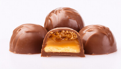 Obraz premium Luxury Chocolate bar with caramel filling. Isolated on a background. ai generated