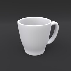 Simple and clean mockup of the cup for a coffee on the black background. 3d illustration.