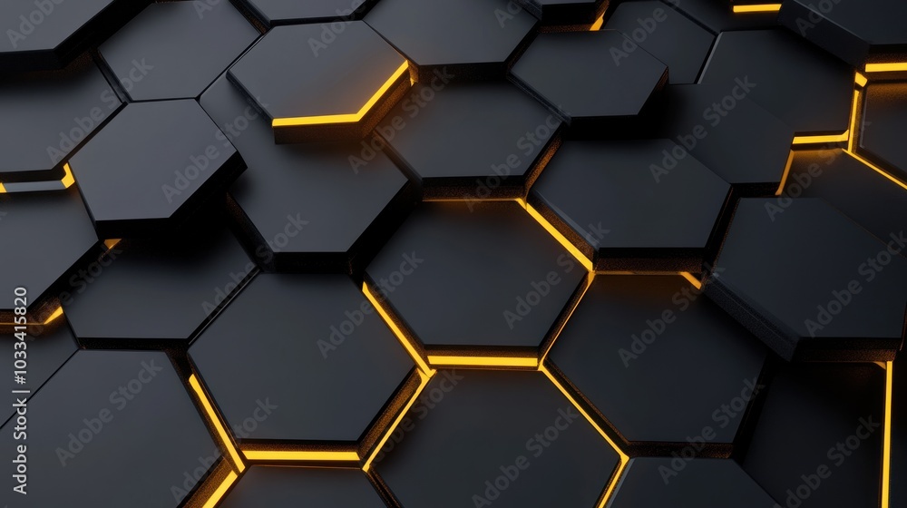 Poster abstract hexagon pattern with glowing edges