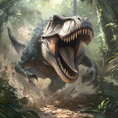 Obraz premium Tyrannosaurus Rex in Jungle Ambush 