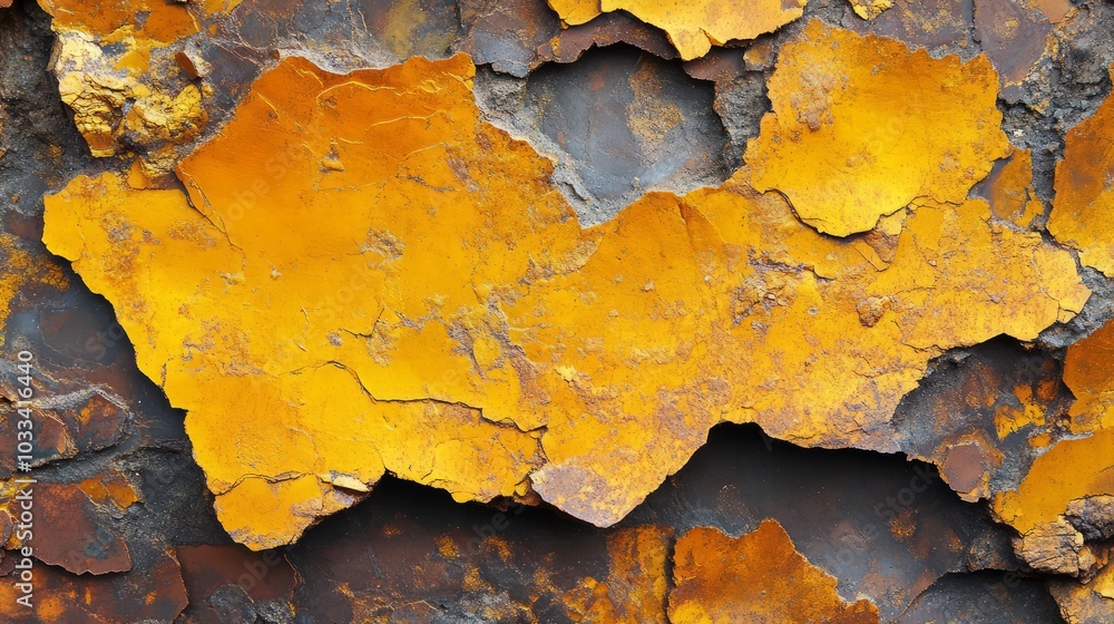 Poster golden rust: a close-up on rusty texture: a captivating macro shot of a rusty surface, showcasing th