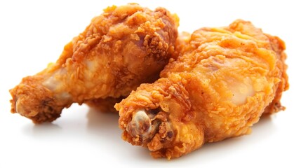 Fry chicken isolated in white background. 
