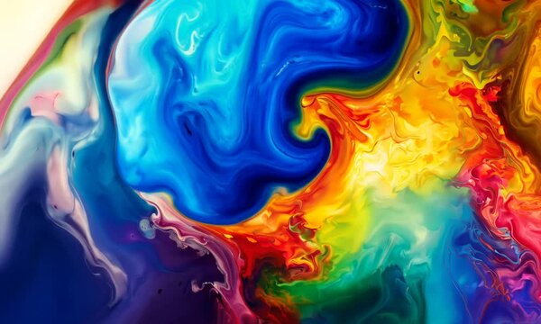 m&eacute;lange fluide et vibrant de couleurs primaires &eacute;clatantes, effet visuel abstrait et dynamique