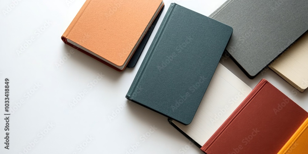 Aufkleber notebooks on a white backdrop.
