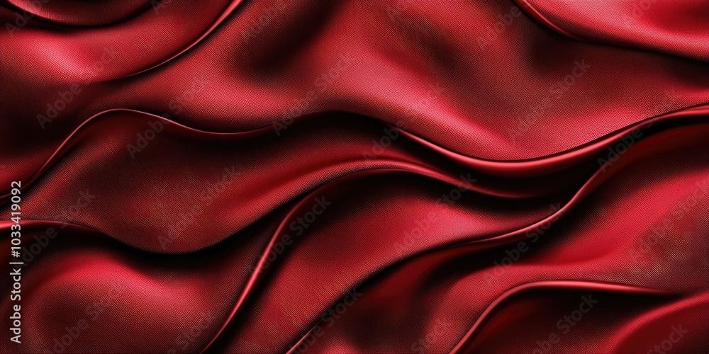 Poster An elegant abstract pattern of red or dark red fabric that has a slightly wavy appearance.