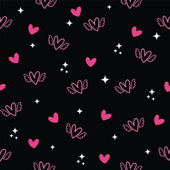 Hearts seamless pattern. Love. Valentine's Day background. Repeat pattern for textiles, interior design, wallpaper, background, surface, fabric, print, cover, banner and invitation, Vector illustratio