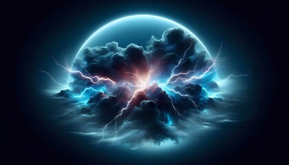 Obraz premium Electrifying Storm: A Symphony of Lightning and Clouds