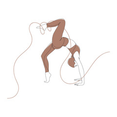 Obraz premium woman yoga position in continuous line art illustration