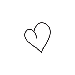 black outline handrawn hear or love icon isolated on white background